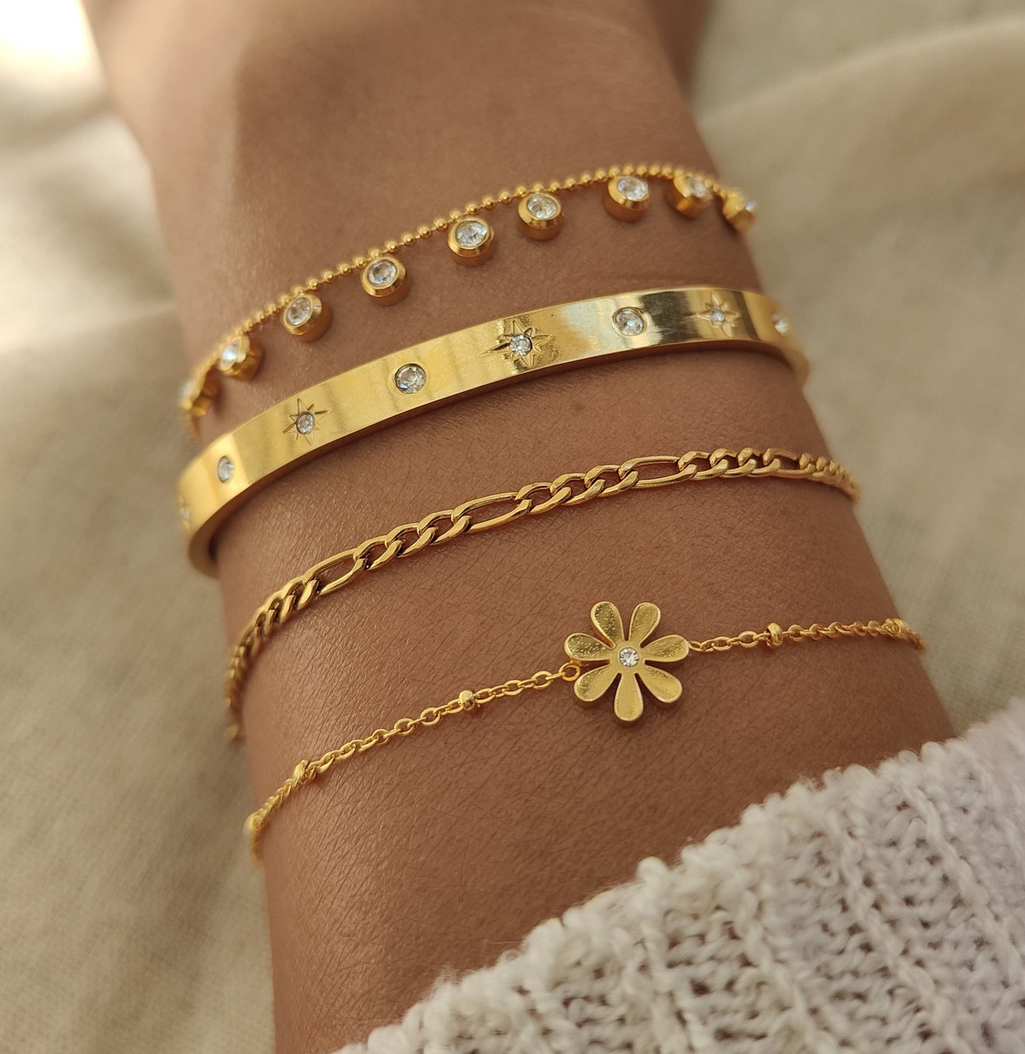 Figaro 18kt Gold Plated Link Bracelet